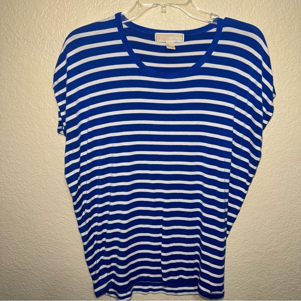 Michael Kors Striped Tee Women’s S Blue White Casual Preppy Coastal Top